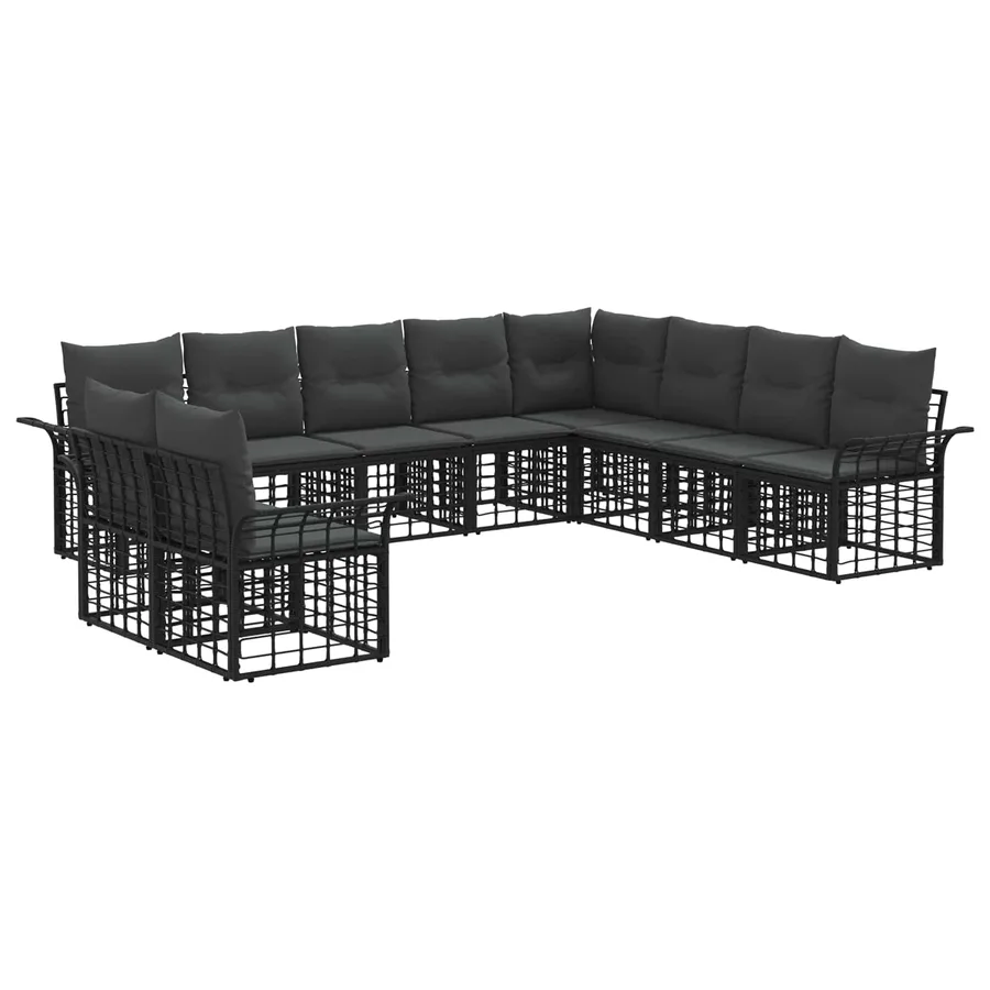 Ensemble de canapés d'extérieur 10 pcs Noir et Gris foncé - 2