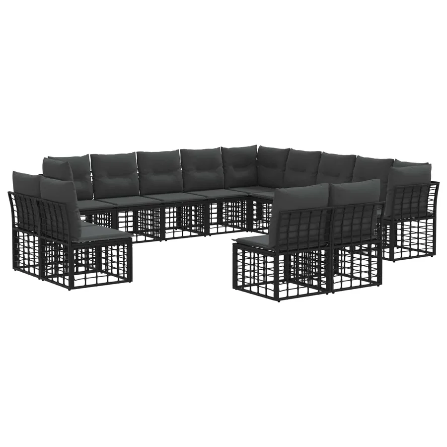 Ensemble de canapés d'extérieur Noir et Gris foncé Polyester - 2