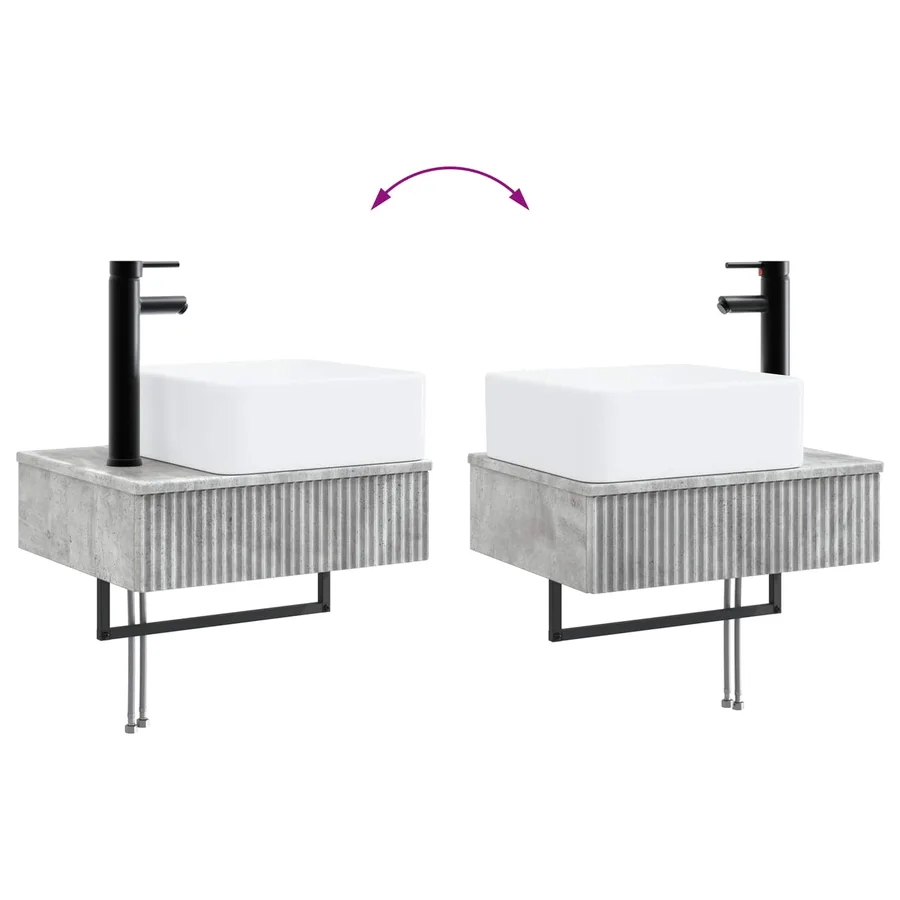 Ensemble d'armoire de salle de bain 4 pcs Gris béton - 13