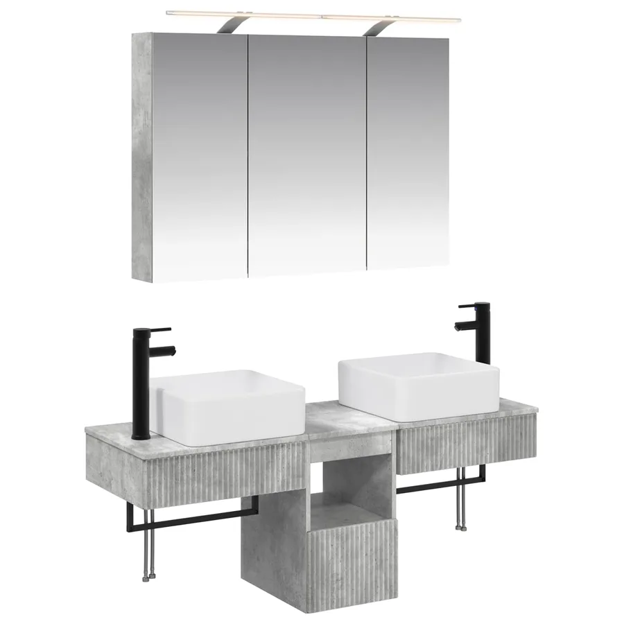 Ensemble d'armoire de salle de bain 4 pcs Gris béton - 2