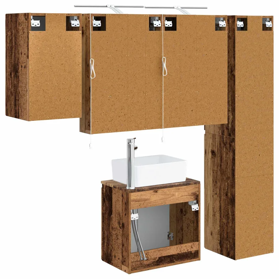 Ensemble d'armoire de salle de bain 5 pcs Bois ancien - 9