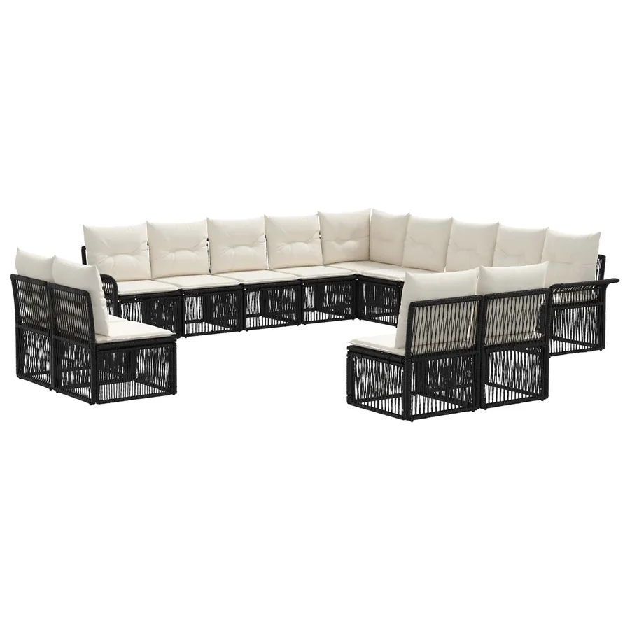 Ensemble de canapé de jardin 13 pcs Noir polyrotin - 2