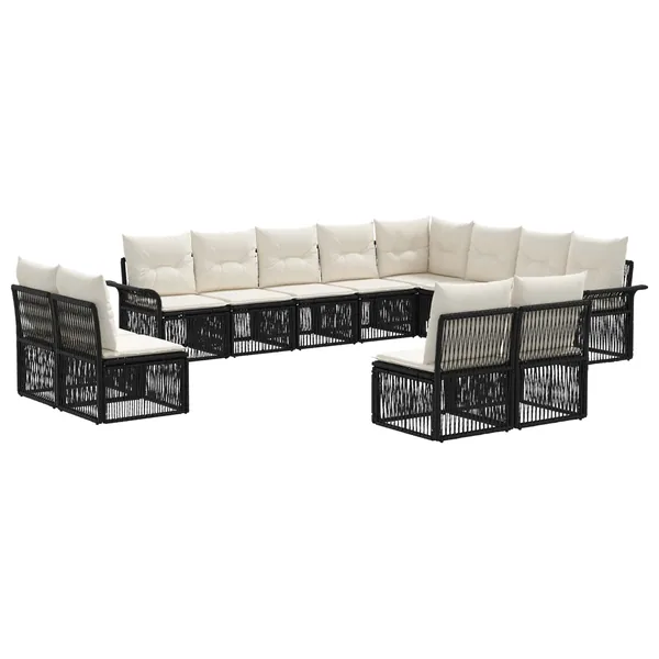 Ensemble de canapé de jardin 12 pcs Noir polyrotin