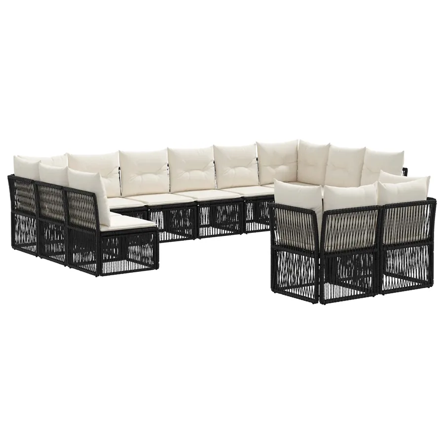 Ensemble de canapé de jardin 12 pcs Noir polyrotin