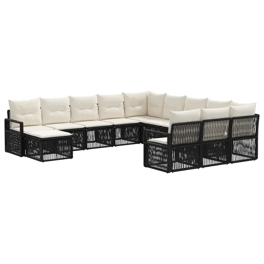 Ensemble de canapé de jardin 12 pcs Noir polyrotin