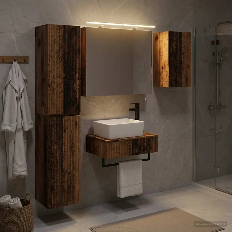 Ensemble de mobilier de salle de bain 5 pcs Bois ancien