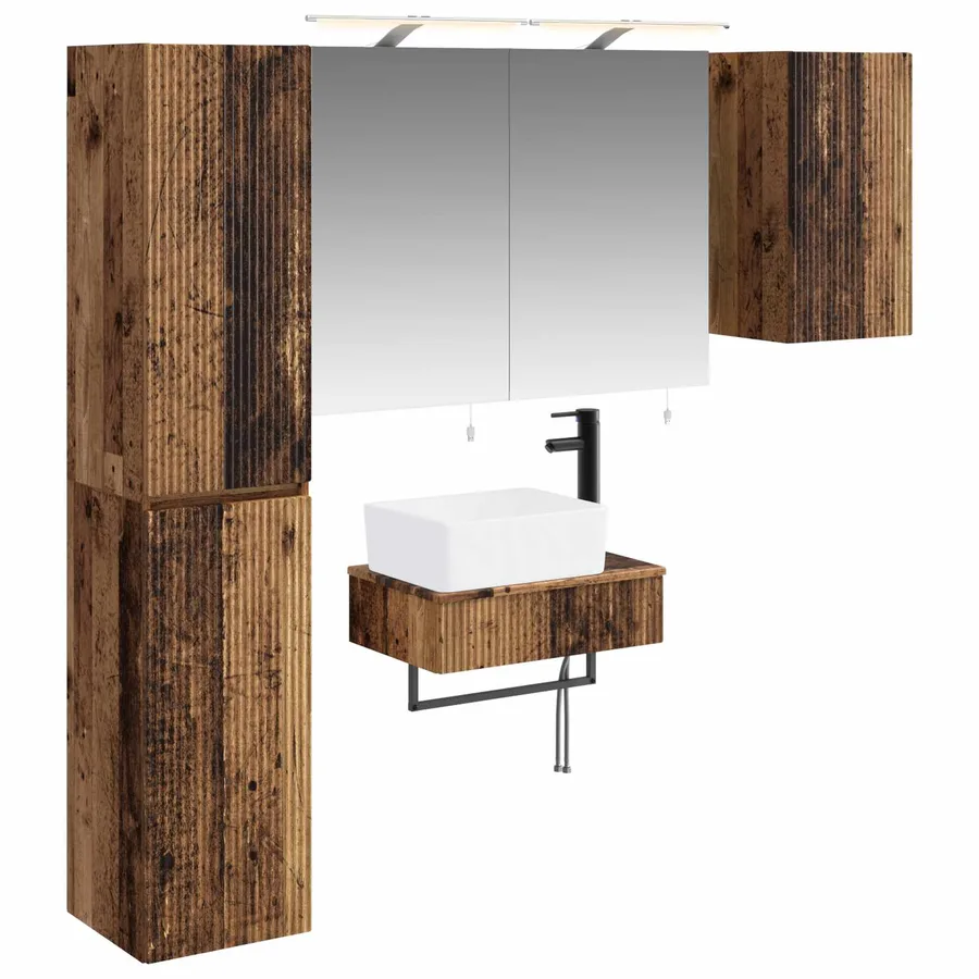 Ensemble de mobilier de salle de bain 5 pcs Bois ancien - 2