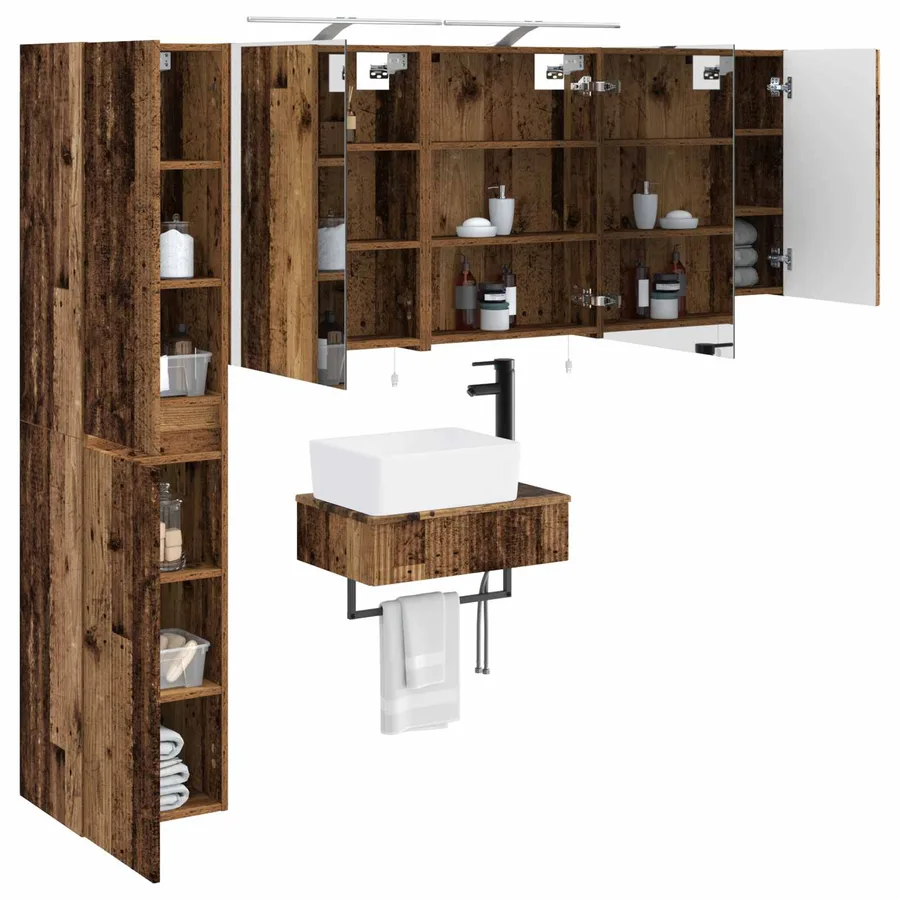 Ensemble de mobilier de salle de bain 5 pcs Bois ancien - 3
