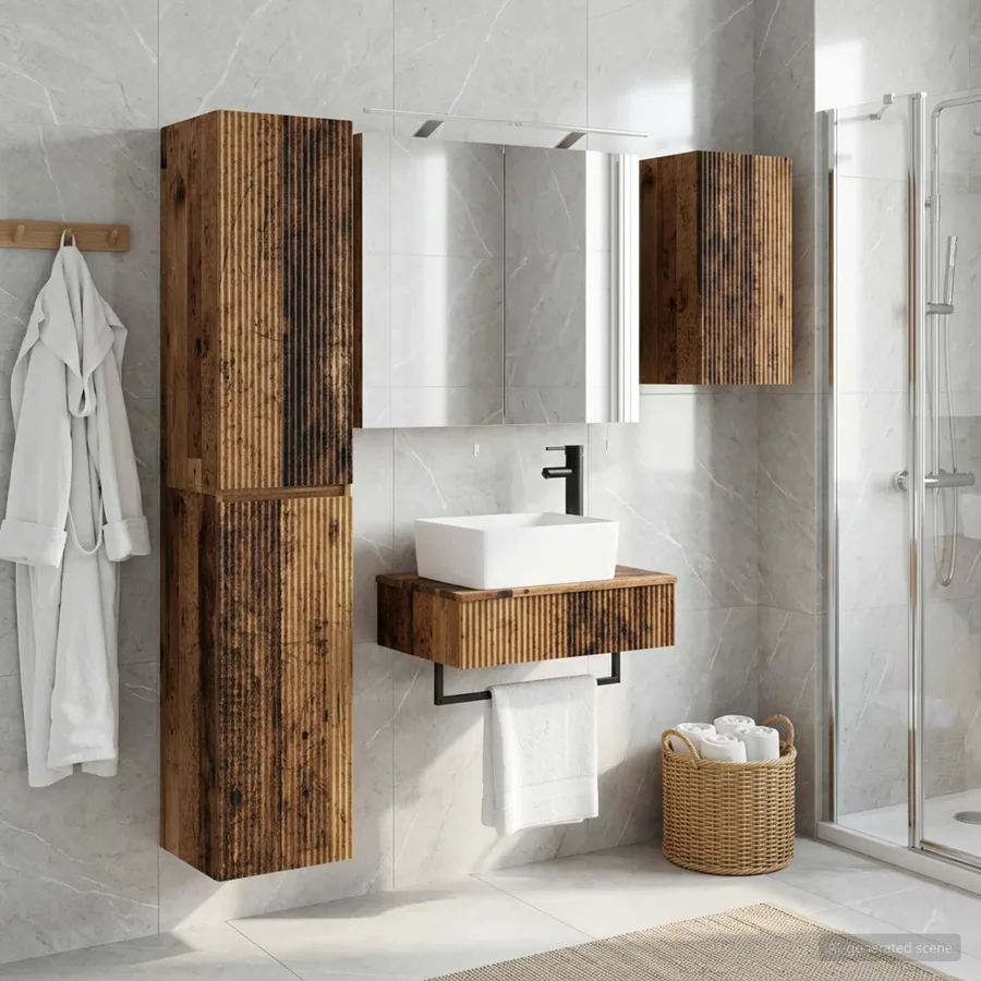 Ensemble de mobilier de salle de bain 5 pcs Bois ancien - 4