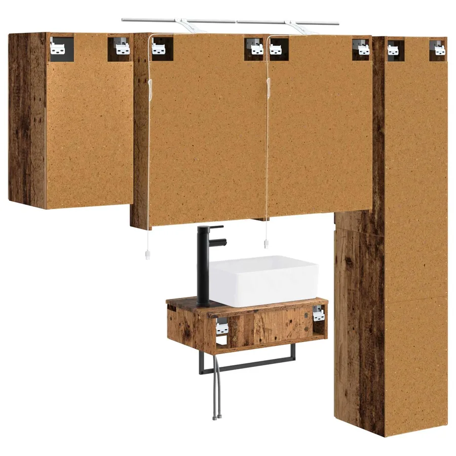 Ensemble de mobilier de salle de bain 5 pcs Bois ancien - 9