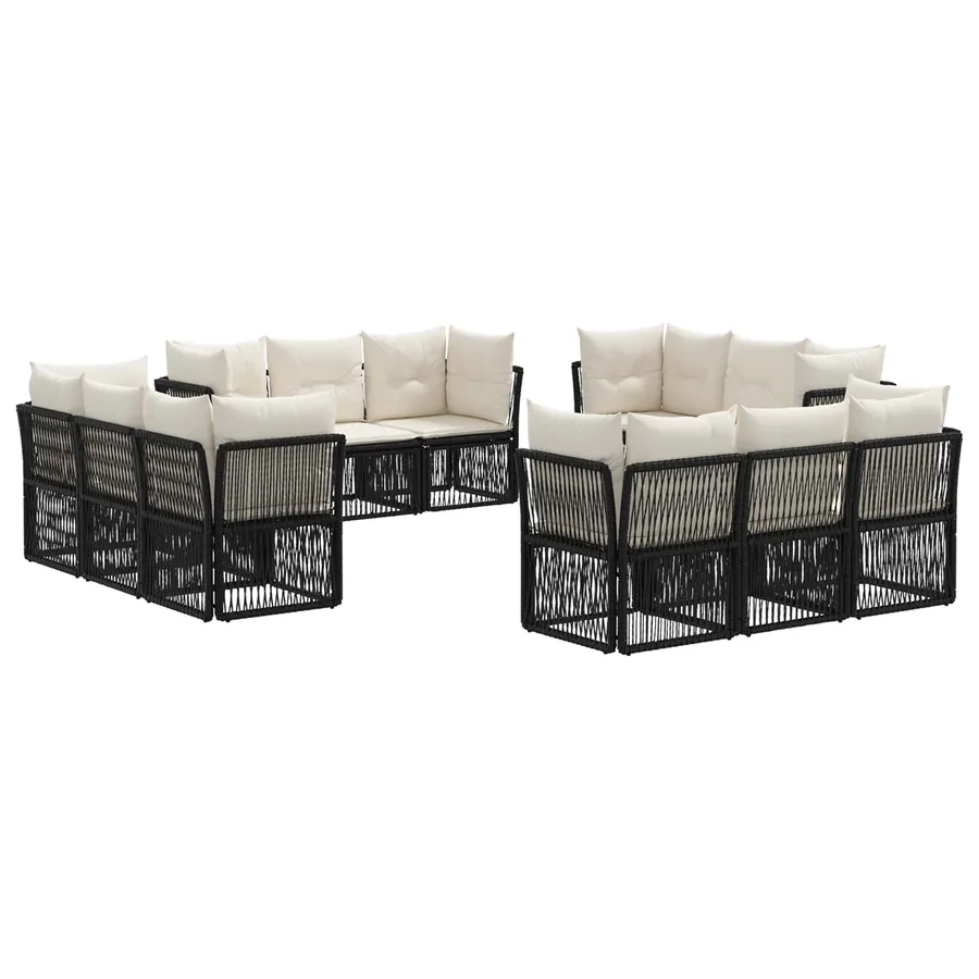 Ensemble de canapé de jardin 12 pcs Noir polyrotin