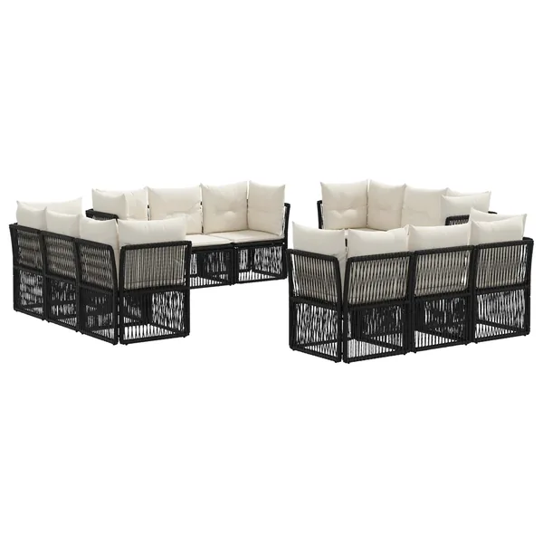 Ensemble de canapé de jardin 12 pcs Noir polyrotin