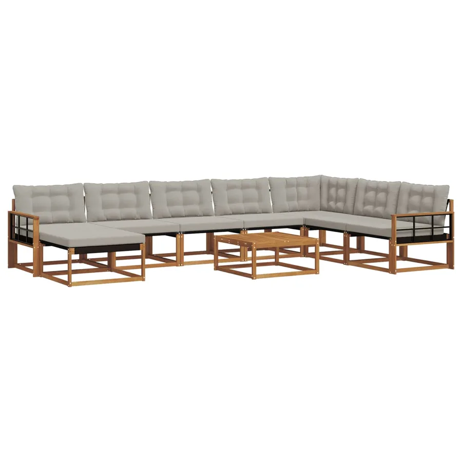 Ensemble de canapés d'extérieur 9 pcs Gris Naturel et Clair - 2