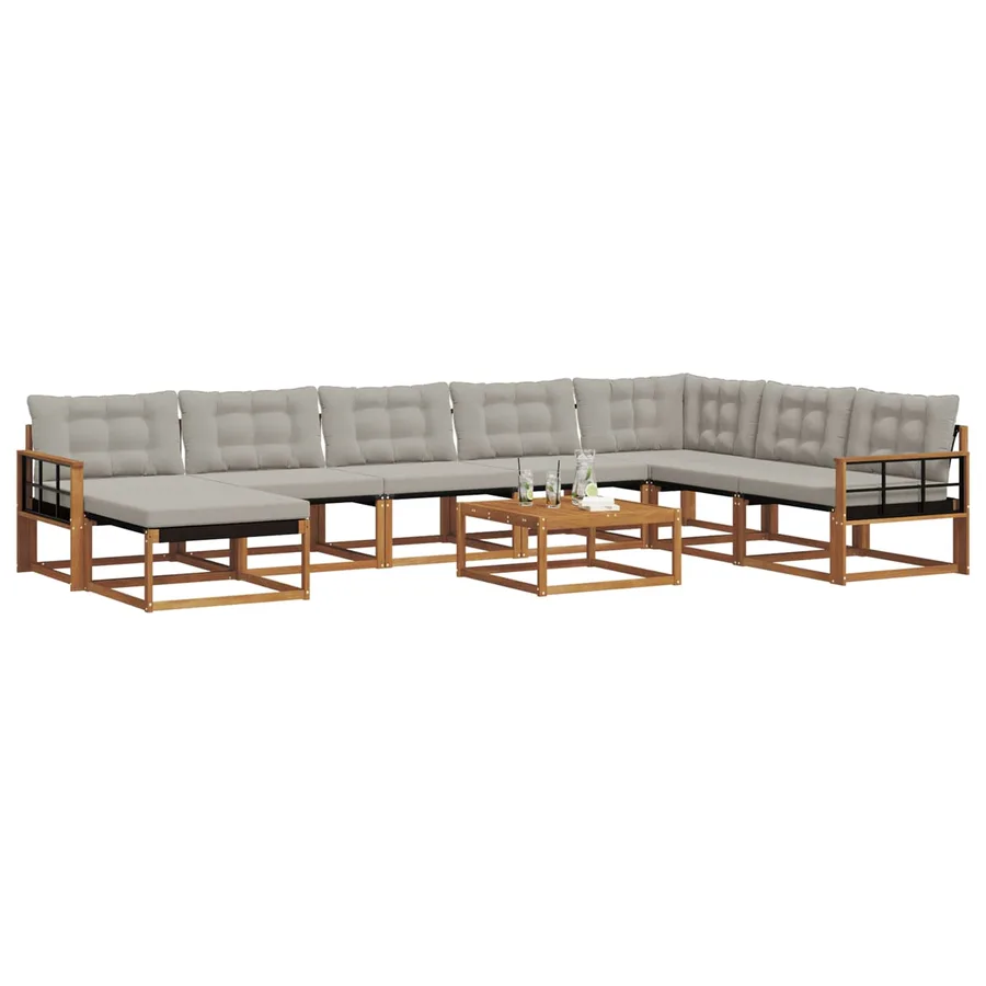 Ensemble de canapés d'extérieur 9 pcs Gris Naturel et Clair - 3