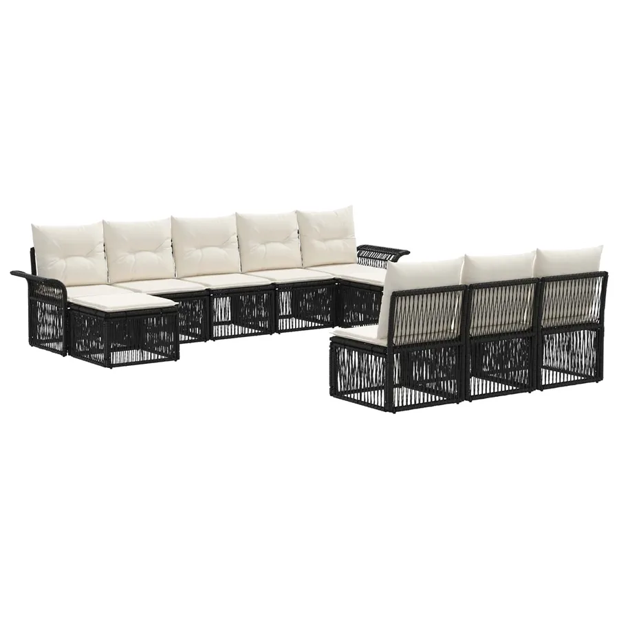 Ensemble de canapé de jardin 10 pcs Noir polyrotin - 2