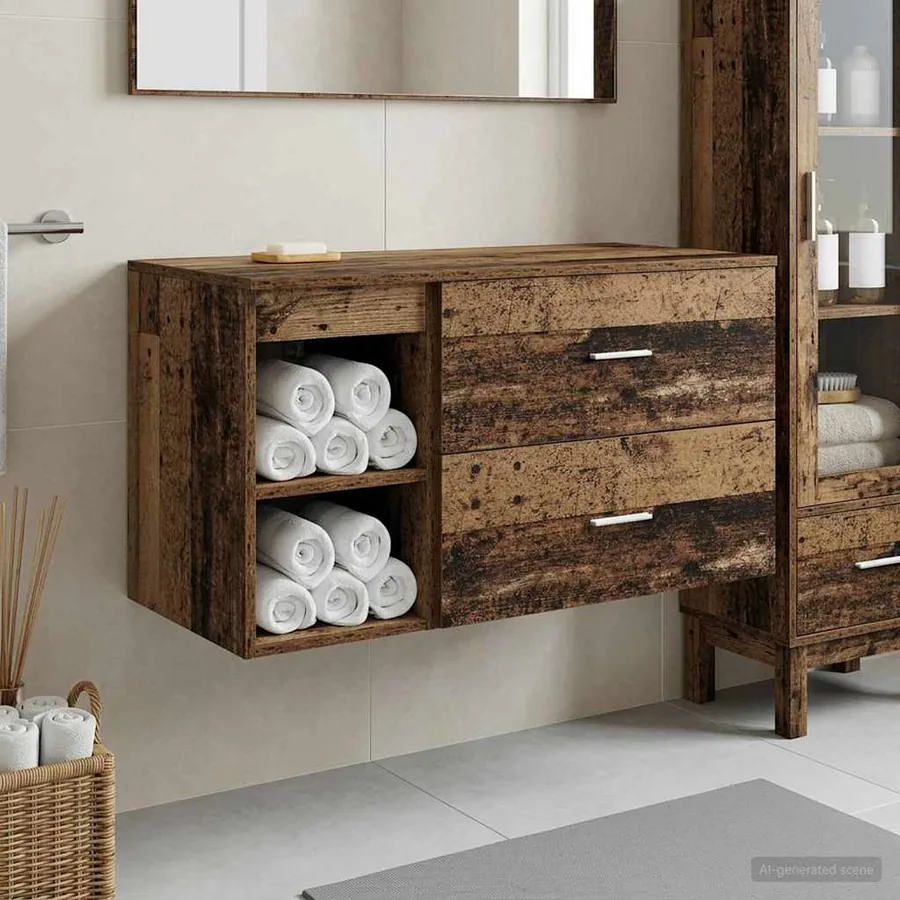 Ensemble de mobilier de salle de bain 2 pcs Bois ancien