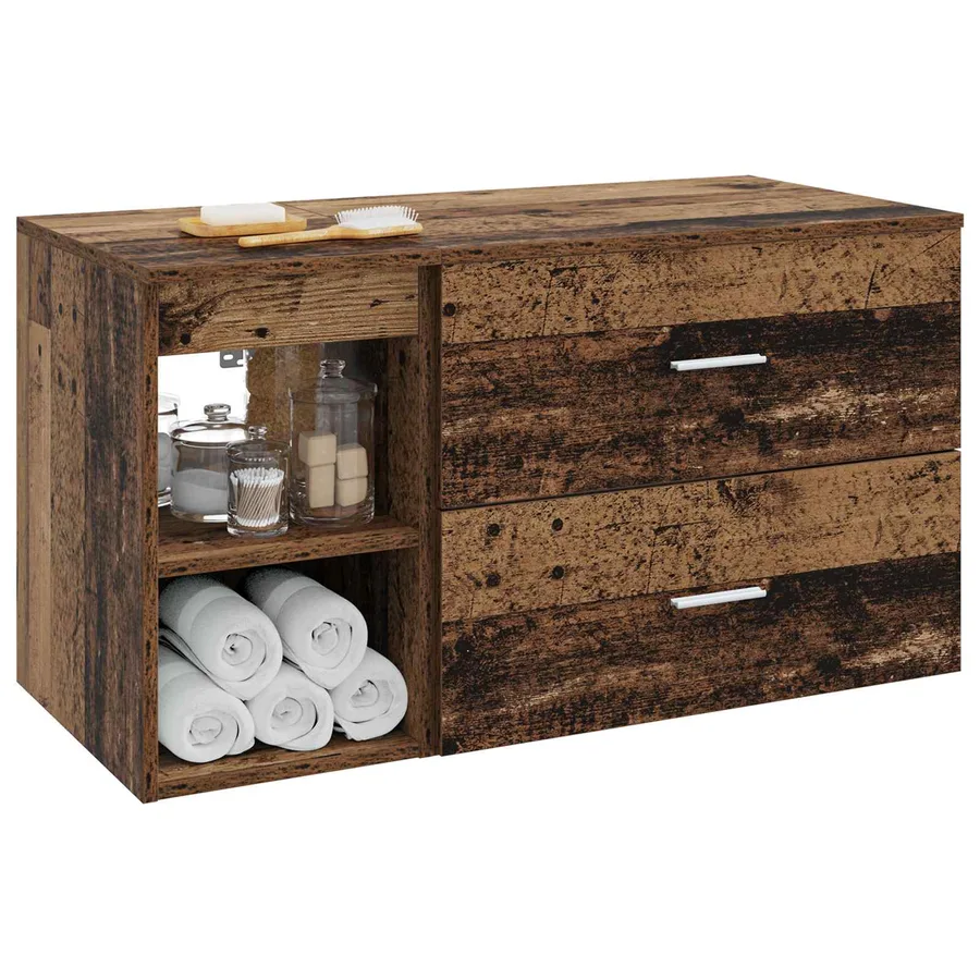 Ensemble de mobilier de salle de bain 2 pcs Bois ancien - 3
