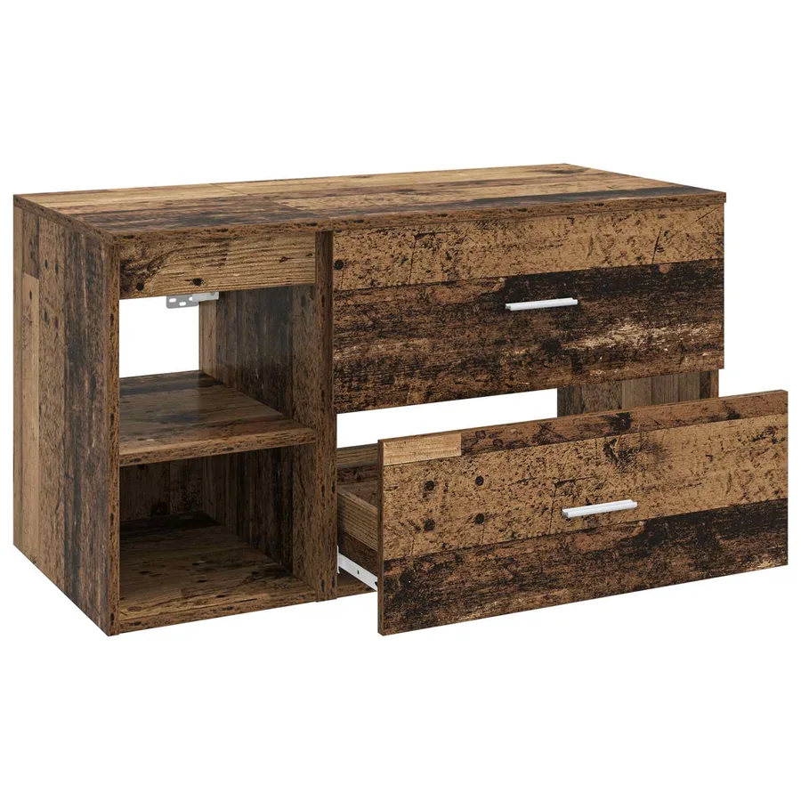 Ensemble de mobilier de salle de bain 2 pcs Bois ancien - 4