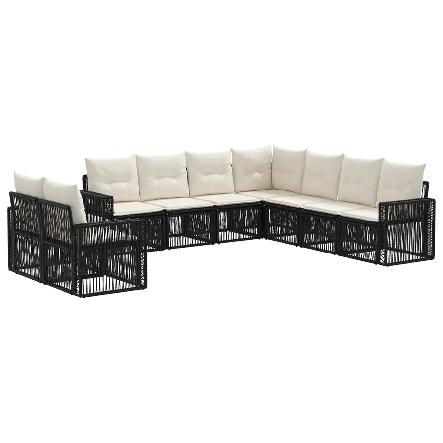 Ensemble de canapé de jardin 9 pcs Noir et blanc crème