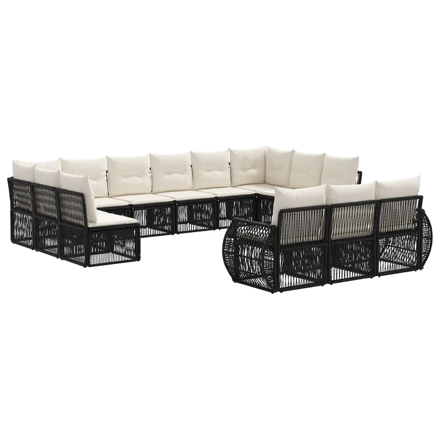 Ensemble de canapé de jardin 13 pcs Noir et blanc crème