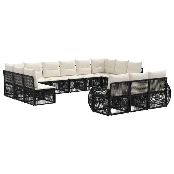 Ensemble de canapé de jardin 13 pcs Noir et blanc crème