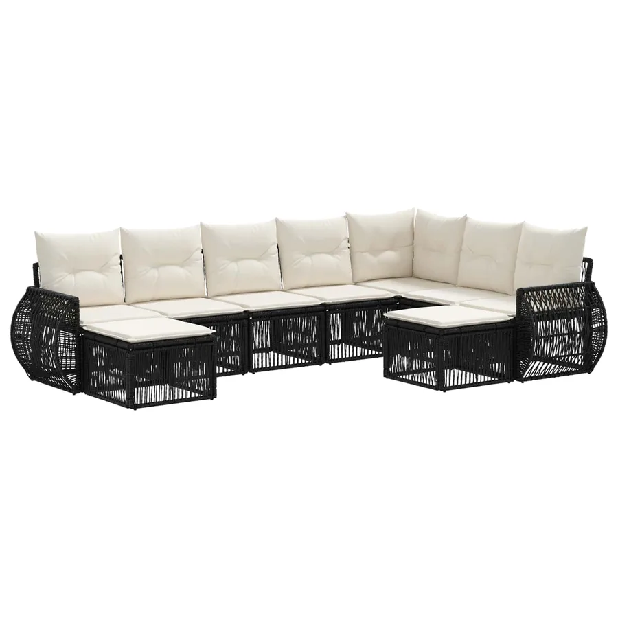 Ensemble de canapé de jardin 9 pcs Noir polyrotin - 2