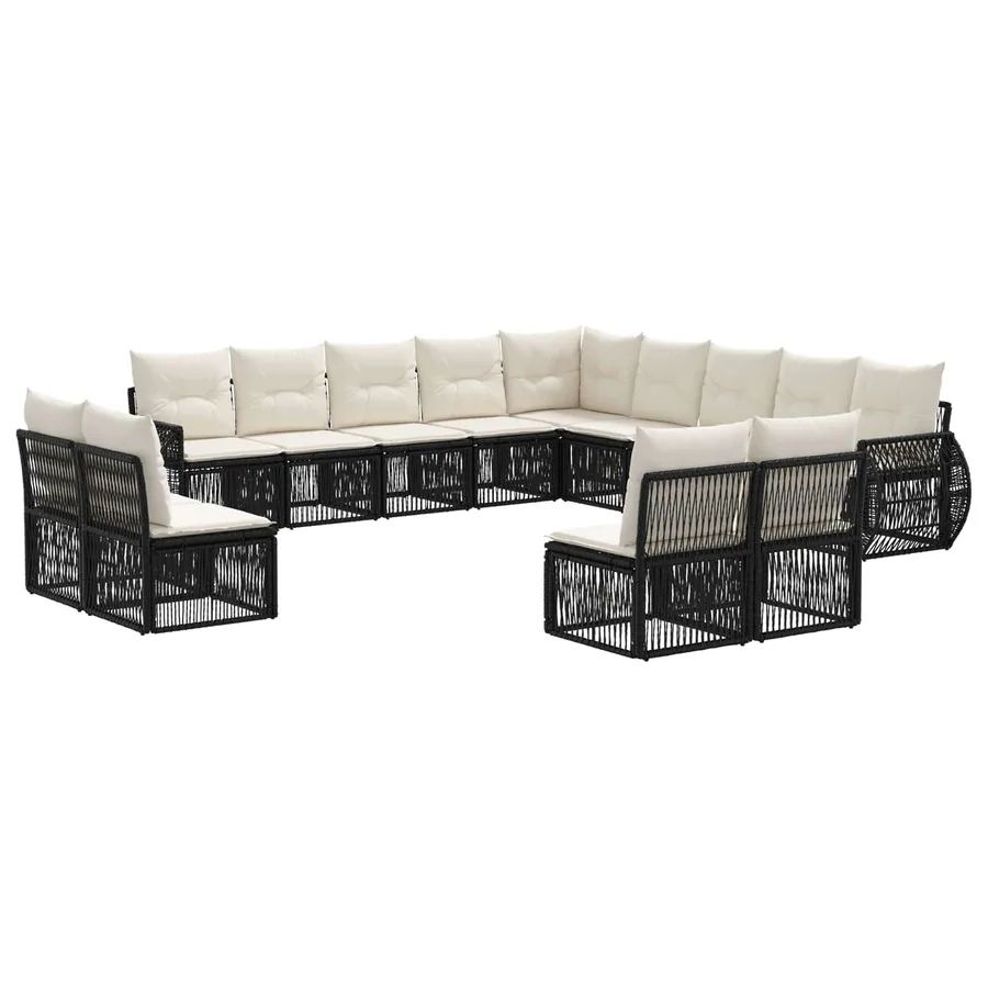 Ensemble de canapé de jardin 13 pcs Noir et blanc crème - 2