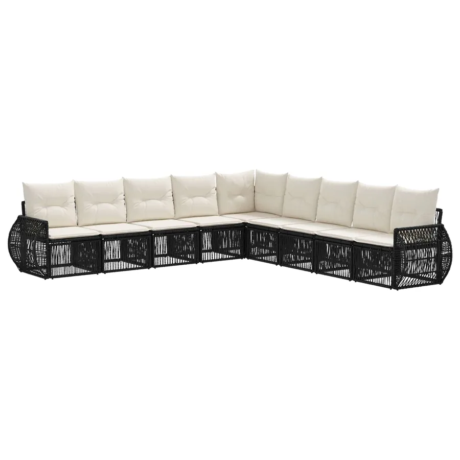 Ensemble de canapé de jardin 9 pcs Noir et blanc crème