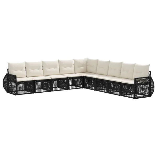 Ensemble de canapé de jardin 9 pcs Noir et blanc crème