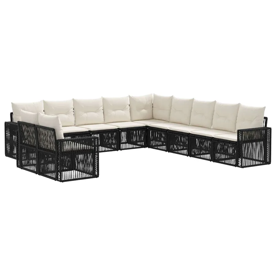 Ensemble de canapé de jardin 11 pcs Noir et blanc crème - 2