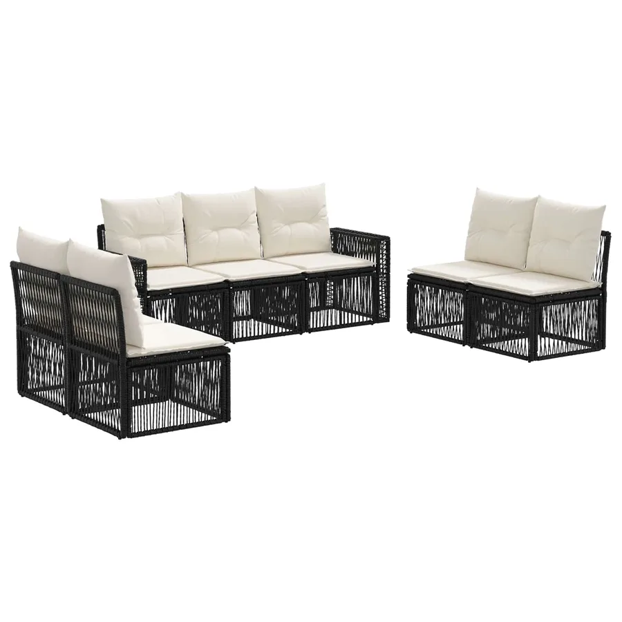 Ensemble de canapé de jardin 7 pcs Noir et blanc crème - 2