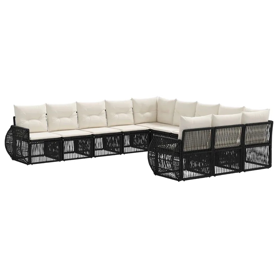 Ensemble de canapé de jardin 11 pcs Noir et blanc crème - 2
