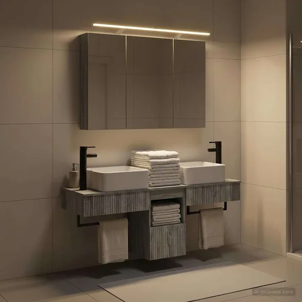 Ensemble d'armoire de salle de bain 4 pcs Sonoma gris