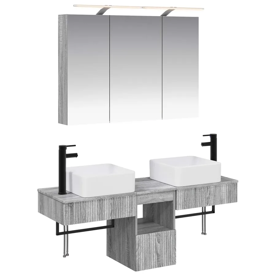 Ensemble d'armoire de salle de bain 4 pcs Sonoma gris - 2