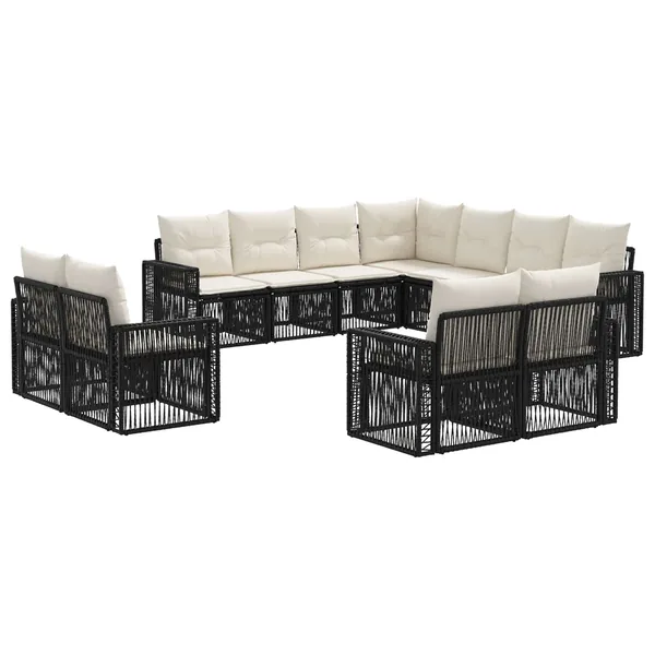 Ensemble de canapé de jardin 11 pcs Noir et blanc crème