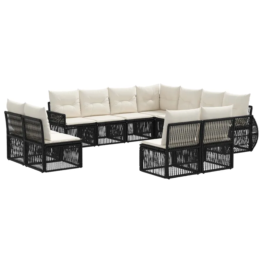 Ensemble de canapé de jardin 11 pcs Noir et blanc crème - 2