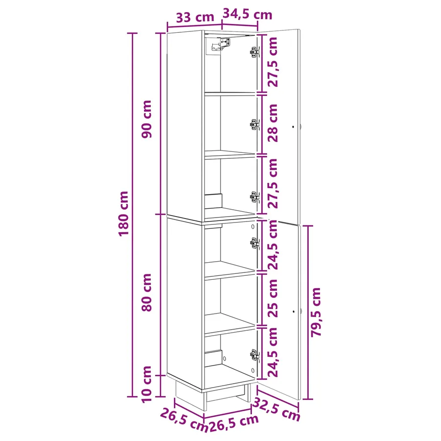 Ensemble de Meubles 2 pcs Noir 34,5 x 33 x 90 cm - 8