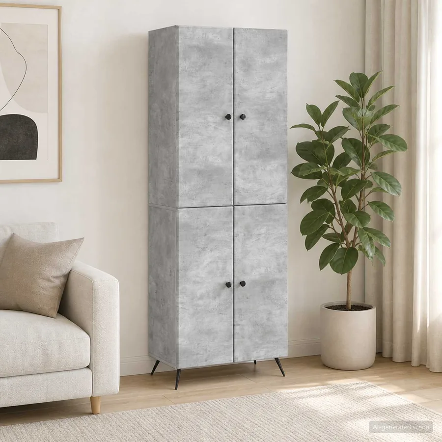 Ensemble de Meubles 2 pcs Gris béton Bois d'ingénierie