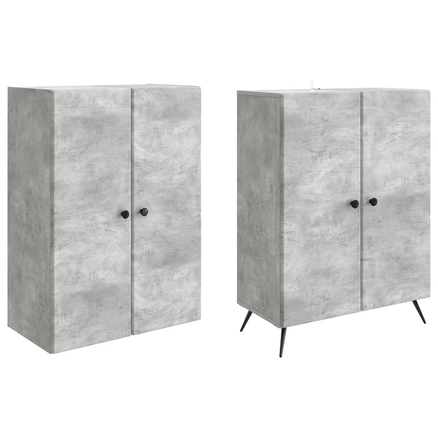 Ensemble de Meubles 2 pcs Gris béton Bois d'ingénierie - 4