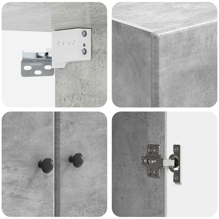 Ensemble de Meubles 2 pcs Gris béton Bois d'ingénierie - 8