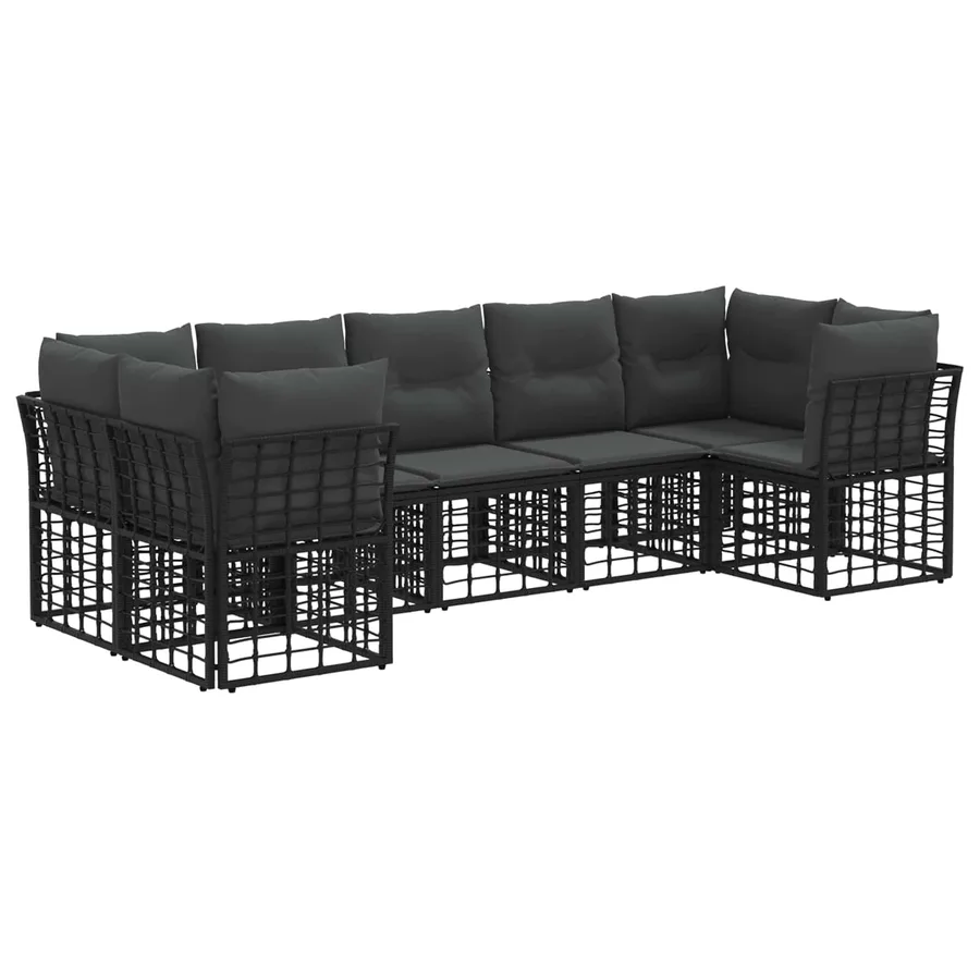 Ensemble de canapés d'extérieur 7 pcs Noir et Gris foncé - 2