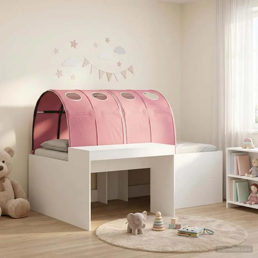 Lit avec Tunnel 3 pc Chêne Artisanal et Rose Bois d'ingénierie