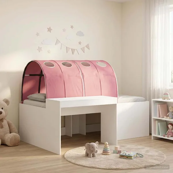 Lit avec Tunnel 3 pc Chêne Artisanal et Rose Bois d'ingénierie