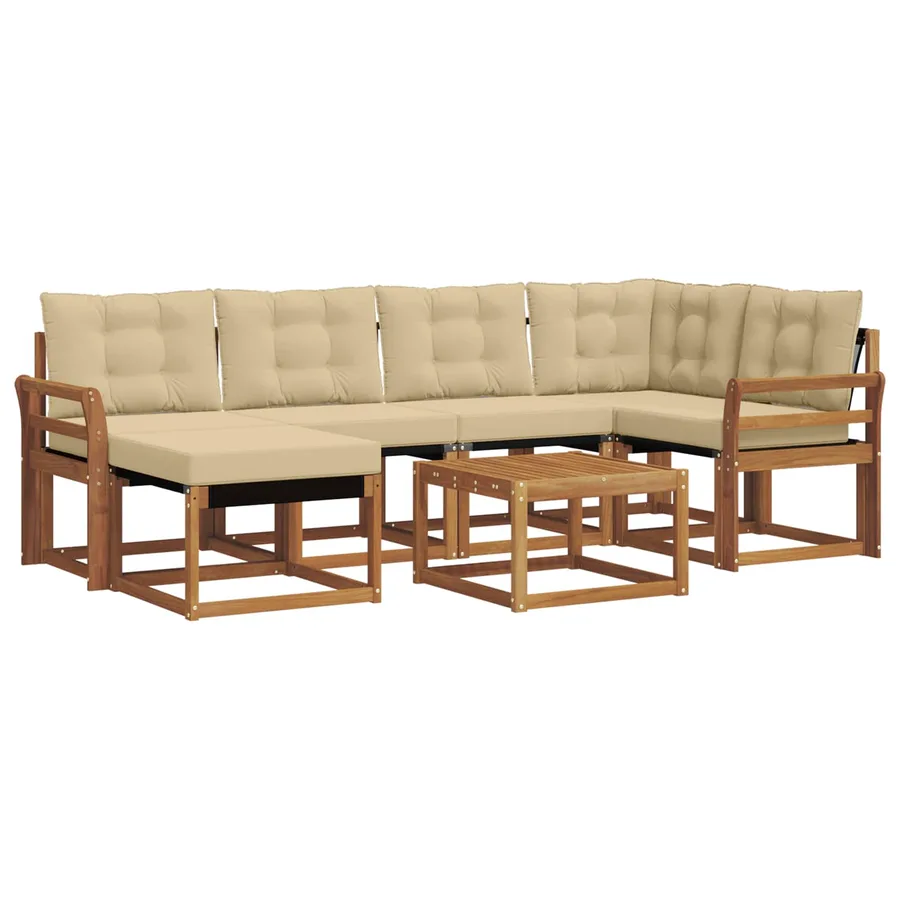 Ensemble de canapés d'extérieur 7 pcs Naturel et Beige - 2
