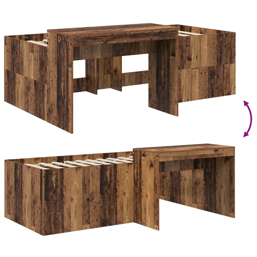 Lit haut pour enfants avec bureau Bois ancien 75 x 190 cm - 8