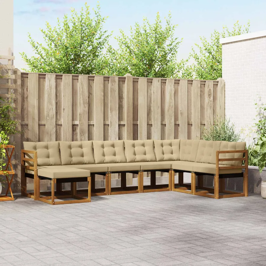 Ensemble de canapés d'extérieur 8 pcs Naturel et Beige