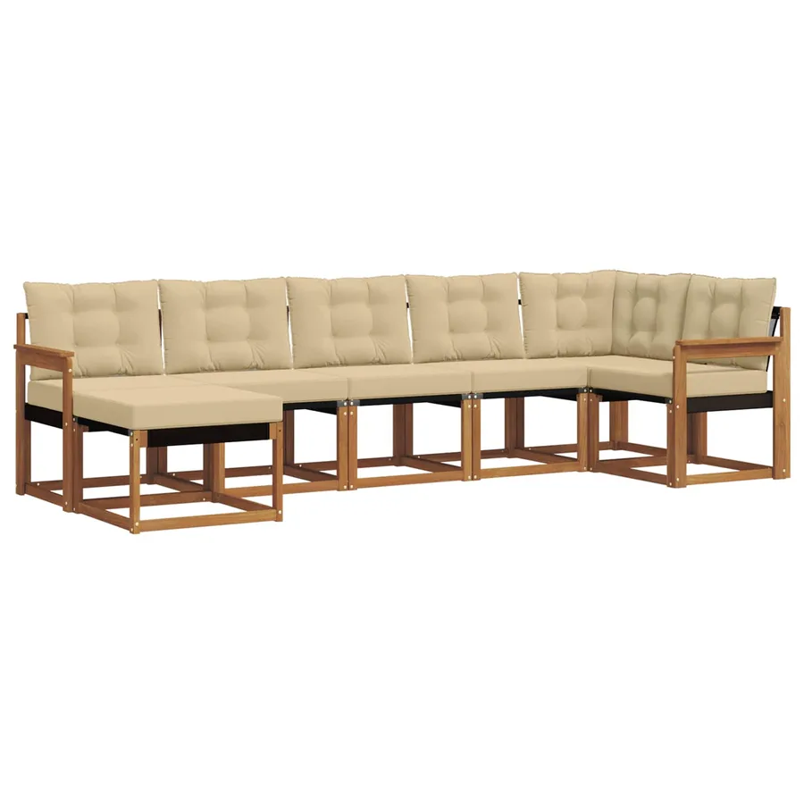 Ensemble de canapés d'extérieur 7 pcs Naturel et Beige - 2