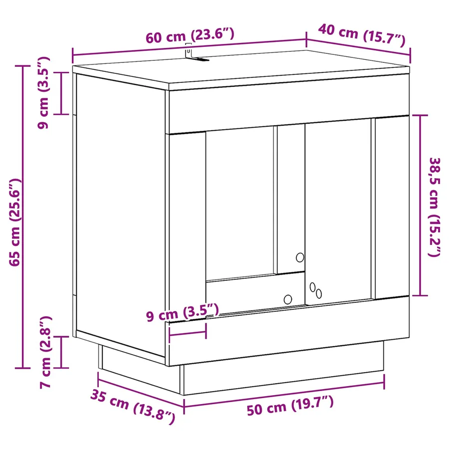 Table d'appoint Chêne artisanal 60 x 40 x 65 cm - 8