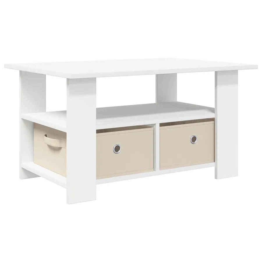 Table basse avec tiroir Blanc 77 x 55 x 42 cm Bois d'ingénierie - 2