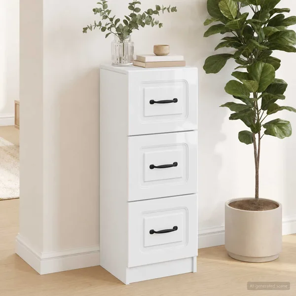 Armoire à tiroirs Blanc brillant 33 x 34,5 x 87 cm